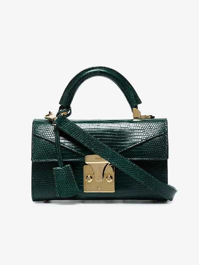 Shop Stalvey Green Mini Top Handle Lizard Skin Shoulder Bag