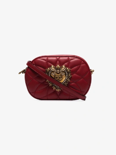 Shop Dolce & Gabbana Red Devotion Quilted Camera Bag