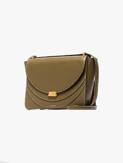 Shop Wandler Green Luna Leather Shoulder Bag