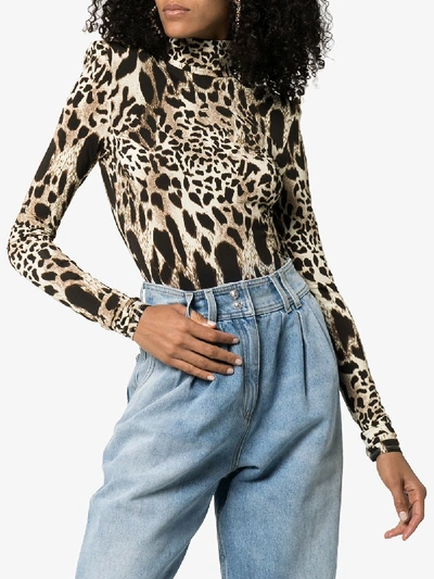 Shop Alexandre Vauthier High Neck Leopard Print Bodysuit In Animal