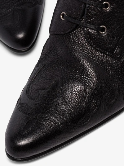 Shop Saint Laurent Black Rebecca 60 Lace-up Leather Ankle Boots