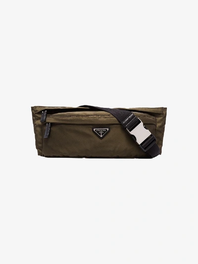 Shop Prada Green Logo Cross Body Bag