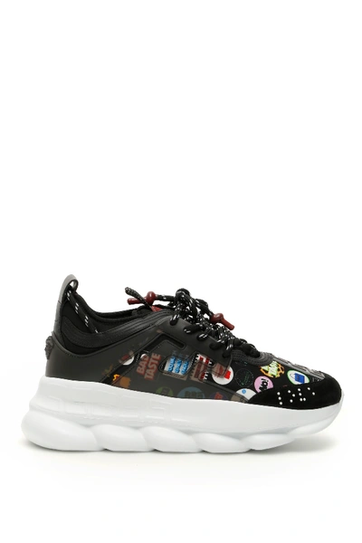 Shop Versace Chain Reaction Sneakers In Nero Multicolor (black)