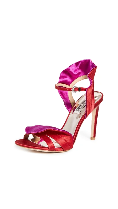 Shop Badgley Mischka Ella Strappy Sandals In Red/magenta