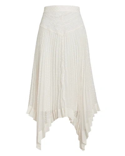 Shop Zimmermann Espionage Sunburst Pleated Lace Skirt In Ivory