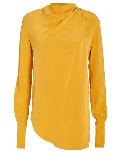 Shop A.l.c . Sophie Silk Draped Blouse In Yellow