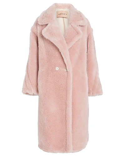 Shop Yves Salomon Wool Teddy Coat In Pink