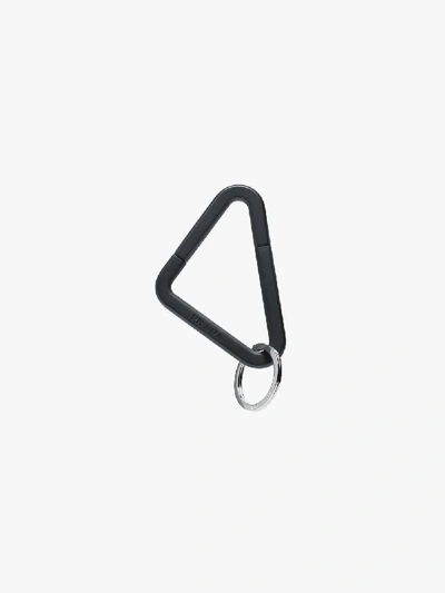 Shop Prada Black Triangle Logo Keyring