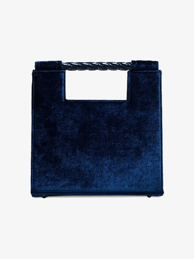 Shop Mehry Mu Blue Unicorn Velvet Tote Bag