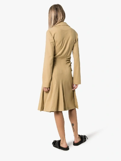 Shop Chloé Buttoned Pleated Skirt Dress In Neutrals