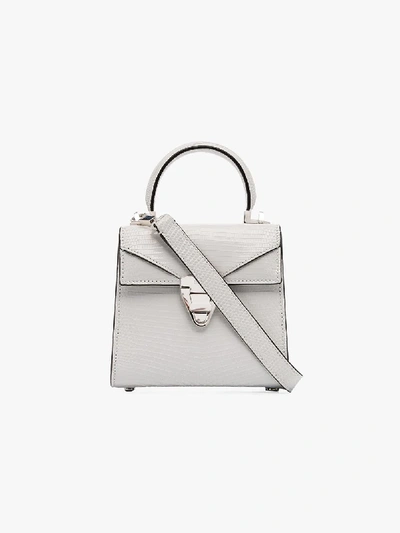 Shop Stalvey White Trapezoid Lizard Skin Shoulder Bag