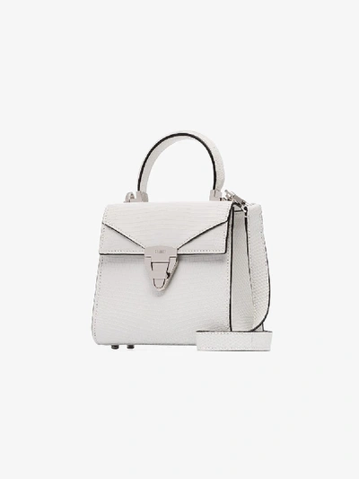 Shop Stalvey White Trapezoid Lizard Skin Shoulder Bag