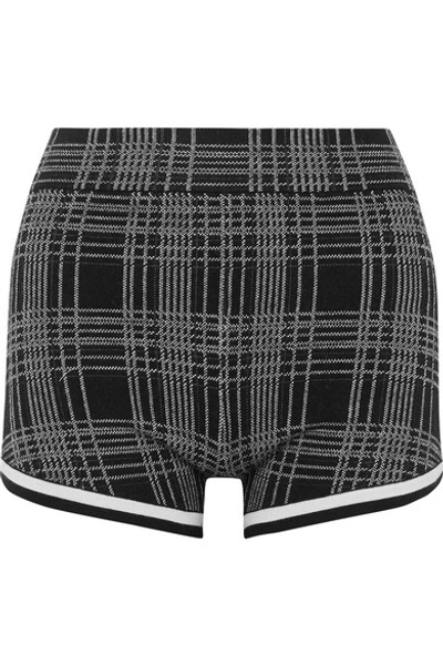 Shop Nagnata Net Sustain Checked Technical Merino Wool-blend Jacquard Shorts In Black