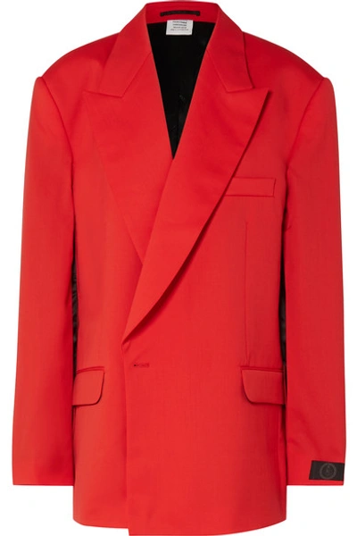 Shop Vetements Oversized Cape-effect Wool Blazer In Red