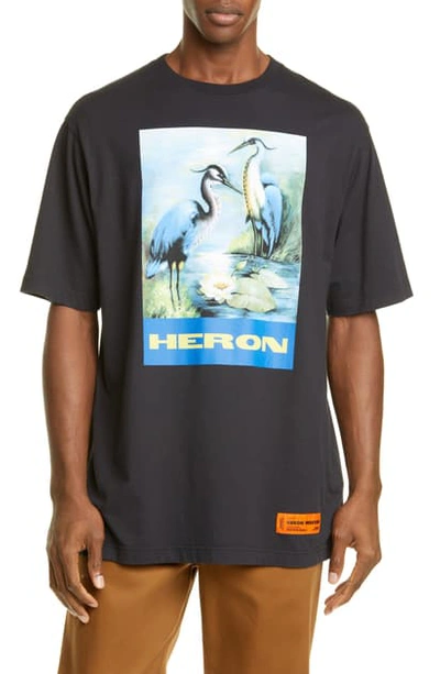 Shop Heron Preston Graphic T-shirt In Off Black