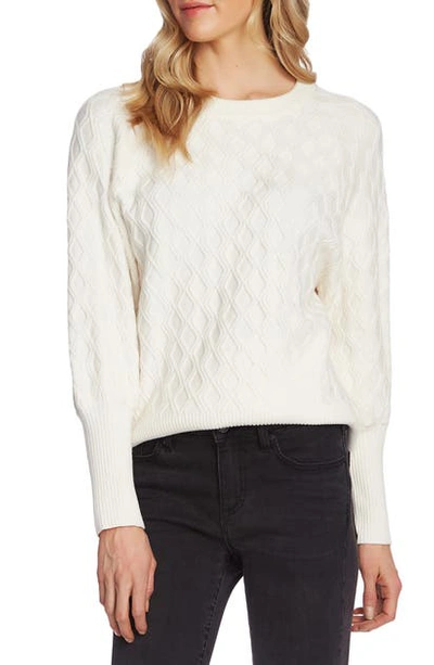 Shop Vince Camuto Diamond Stitch Sweater In Antique White