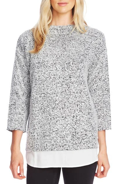 Shop Vince Camuto Boucle Knit Top In Silver Heather