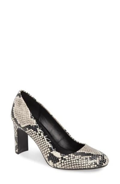 Shop Calvin Klein Octavia Block Heel In Snake Print Leather