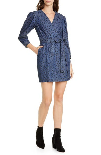 Shop La Vie Rebecca Taylor Faune Faux Wrap Denim Dress In Medium Indigo Wash