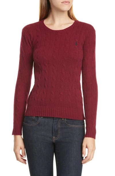 Shop Polo Ralph Lauren Cable Knit Cotton Sweater In Burgundy
