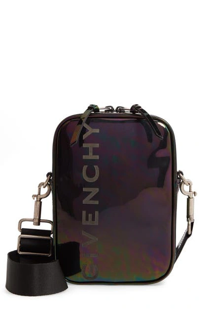 Shop Givenchy Iridescent Leather Crossbody Bag In Red Multi