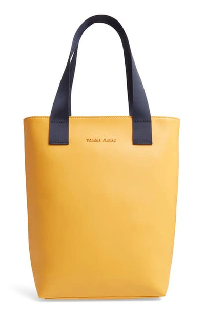 Shop Tommy Jeans Faux Leather Tote In Golden Glow