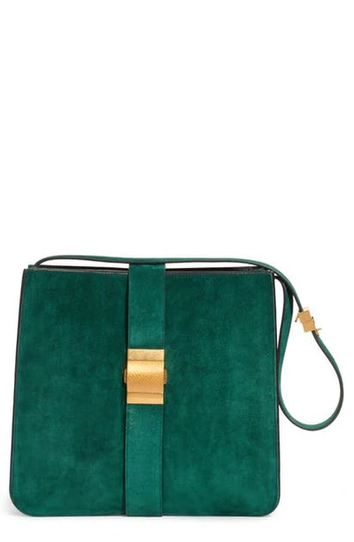 Shop Bottega Veneta Marie Suede Shoulder Bag In Emerald