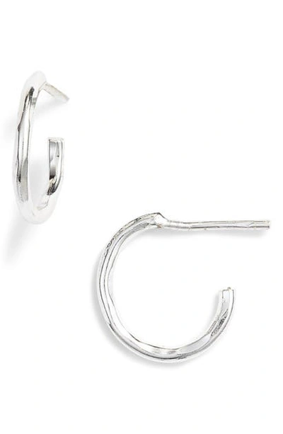 Shop Argento Vivo Hammered Hoop Earrings In Silver