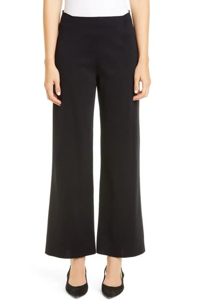 Shop Mansur Gavriel Milano Knit Stretch Wool Trousers In Black