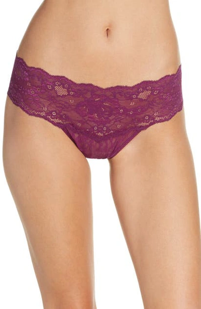 Shop Hanky Panky American Beauty Rose Lace Thong In Plum Rose