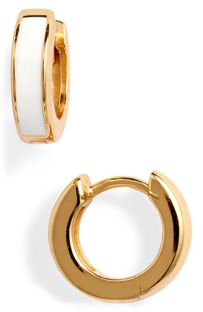 Shop Argento Vivo Huggie Hoop Earrings In Gold/ White