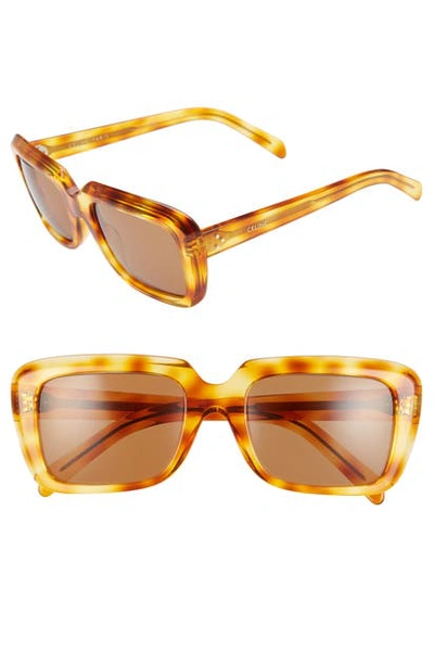 Shop Celine 57mm Square Sunglasses In Blonde Havana/ Brown