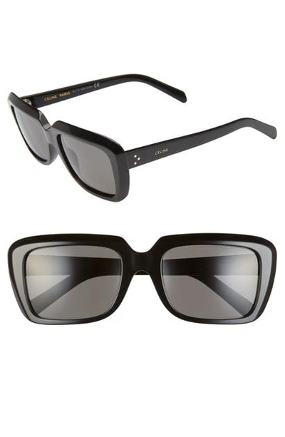 Shop Celine 57mm Square Sunglasses In Shiny Black/ Black