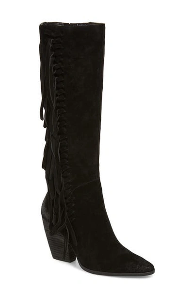 Shop Charles By Charles David Nitro Fringe Knee High Boot In Black Suede