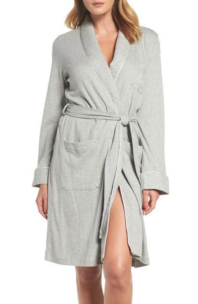 Shop Lauren Ralph Lauren Quilted Collar Robe In Grey Heather