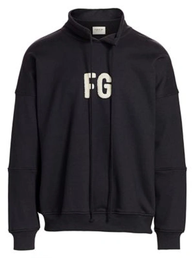 Shop Fear Of God Logo Mockneck Pullover In Vintage Black