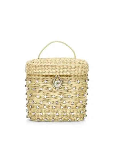 Shop Poolside Women's The Ashleigh Embellished Straw Canteen Bag In Natural