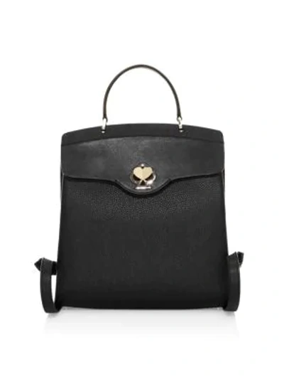 Shop Kate Spade Medium Romy Twistlock Leather Backpack In Black