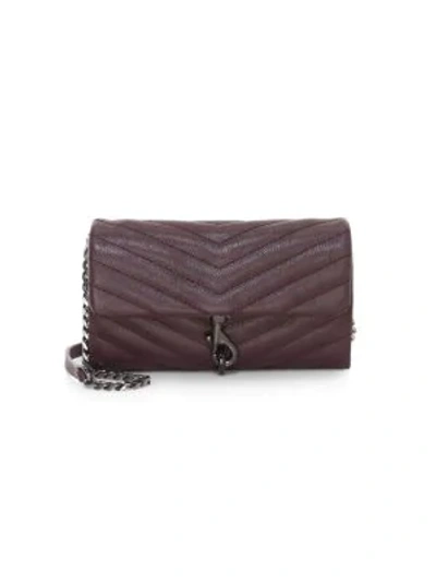 Shop Rebecca Minkoff Edie Quilted Leather Wallet-on-chain In Currant