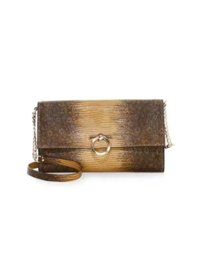 Shop Rebecca Minkoff Jean Embossed Leather Convertible Clutch In Nutmeg