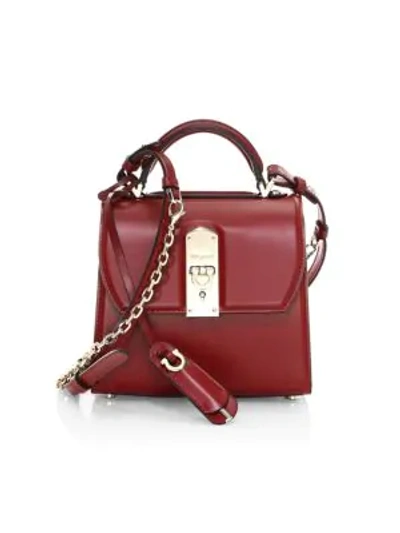 Shop Ferragamo Small Boxyz Leather Top Handle Bag In Carmine