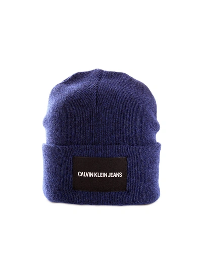 Shop Calvin Klein Blue Wool Hat