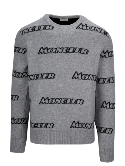 Shop Moncler Grey Wool Sweater