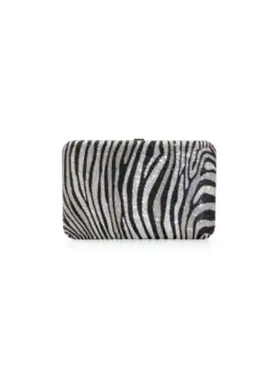 Shop Judith Leiber Women's Seamless Zebra Crystal Clutch In Silver