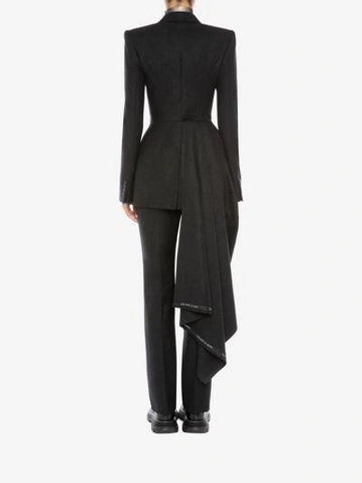 Shop Alexander Mcqueen Selvedge Drape Coat In Anthracite