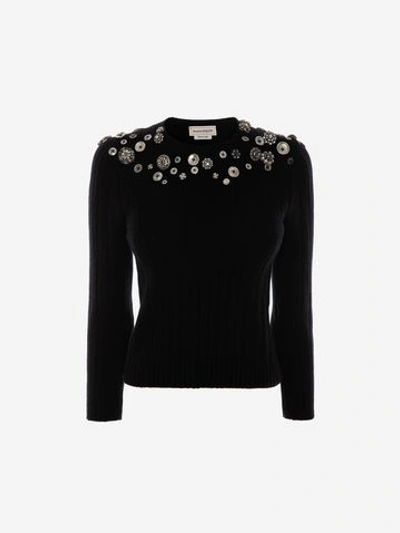 Shop Alexander Mcqueen Button Detail Sweater In Black