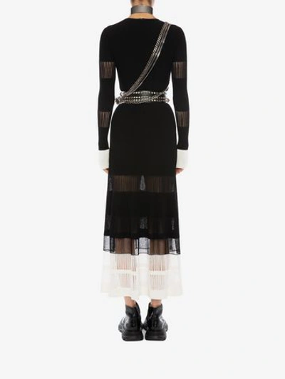 Shop Alexander Mcqueen Engineered Ottoman Knit Dress In Black/ivory
