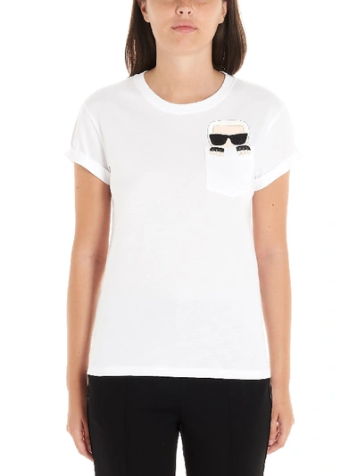 Shop Karl Lagerfeld White Cotton T-shirt