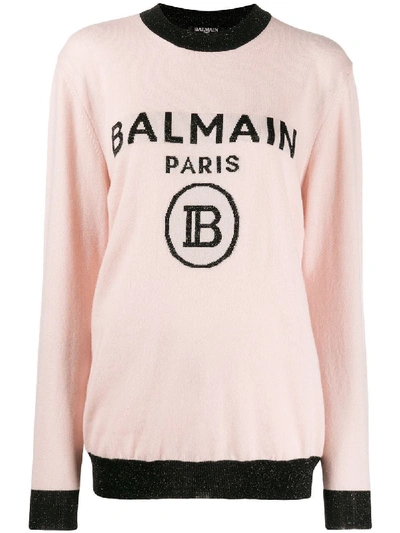 Shop Balmain Pink Wool Sweater