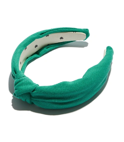 Shop Lele Sadoughi Woven Knotted Headband In Seafoam Green